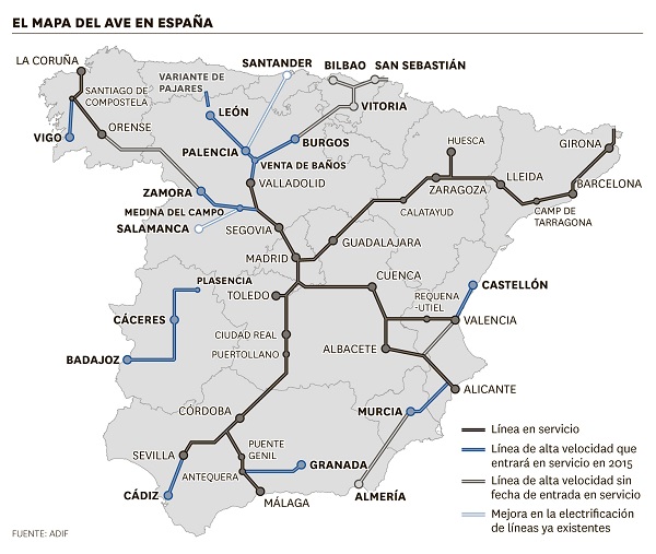 <p>El mapa del Ave en España</p>
