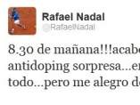 Tuit de Rafa Nadal Tuit de Rafa Nadal