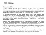 Parte médico de María de Villota Parte médico de María de Villota