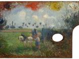 'La paleta del artista con paisaje, c. 1878'