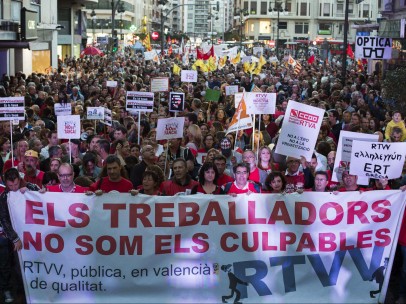 Manifestación contra el cierre de Canal Nou