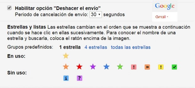 Opción de deshacer en Gmail