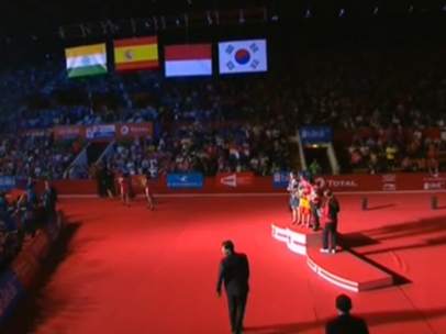 Podio del Mundial de bádminton