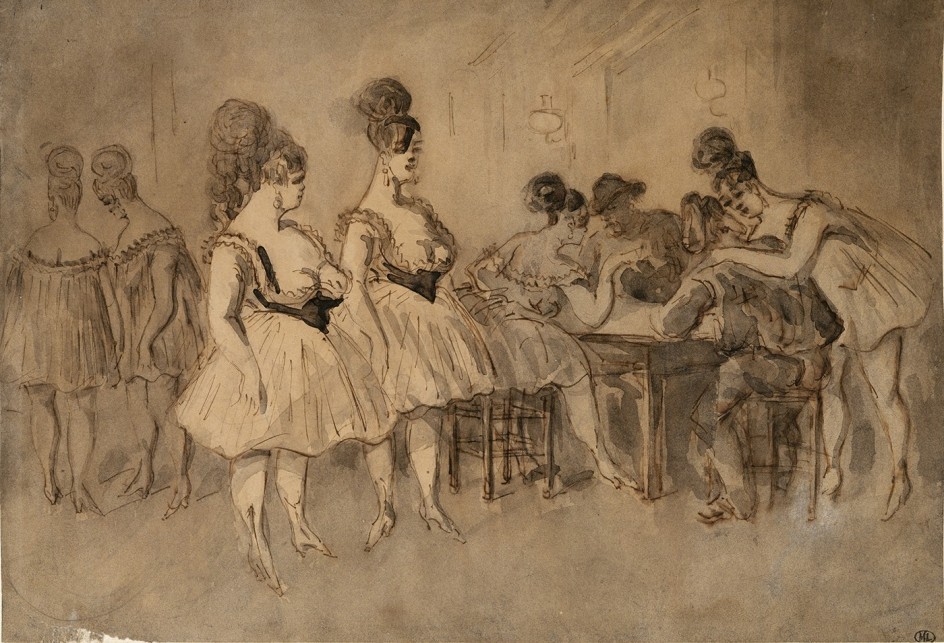 <br />Constantin Guys - Hommes attablés en compagnie de femmes légèrement vêtues - Paris, Musée d’Orsay © RMN-Grand Palais, Musée d’Orsay - Christian Jean