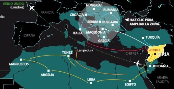 Rutas de los refugiados hacia Europa