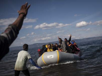 Refugiados llegando a Grecia