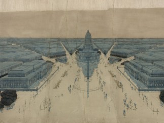 Jules Guerin's painting of Burnham and Bennett's Plan for post-fire Chicago, 1909