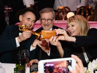 Mark Rylance, Steven Spielberg y Kate Capshaw