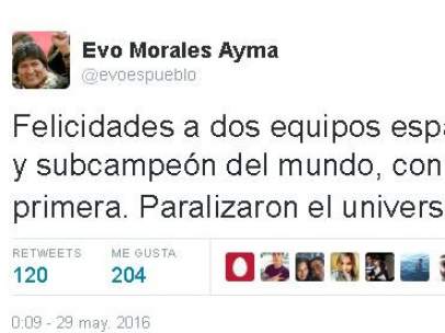 Tuit de Evo Morales