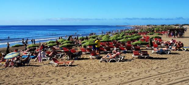 La Playa del Inglés, en Gran Canaria La Playa del Inglés, en Gran Canaria