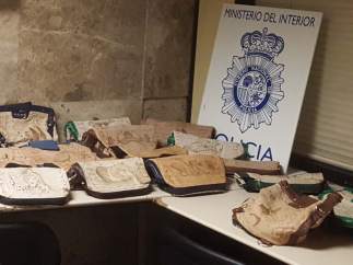 Bolsos incautados con droga en su interior