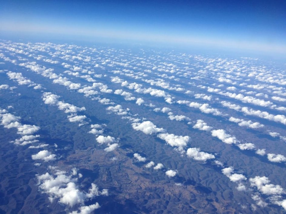 Calles de nubes de onda en los montes Apalaches (EEUU)
