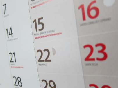 Calendario laboral, fiestas, festivos, día laborable, almanaque