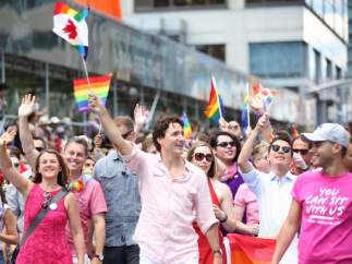 Trudeau en la marcha del Orgullo de Toronto