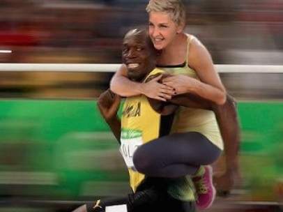 Usain Bolt y Ellen DeGeneres