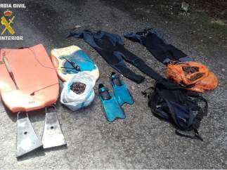 Material decomisado por la Guardia Civil.