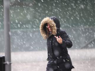 Nieva en Madrid capital.