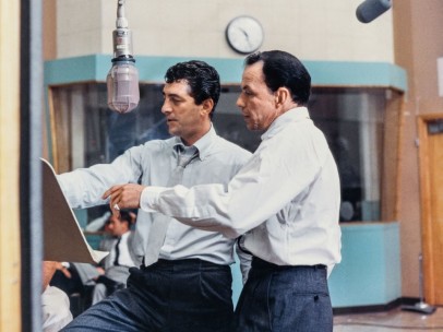 Frank Sinatra and Dean Martin at the sessions for Martin’s Sleep Warm LP, Ken Veeder, Capitol Tower Studio B, October 1958