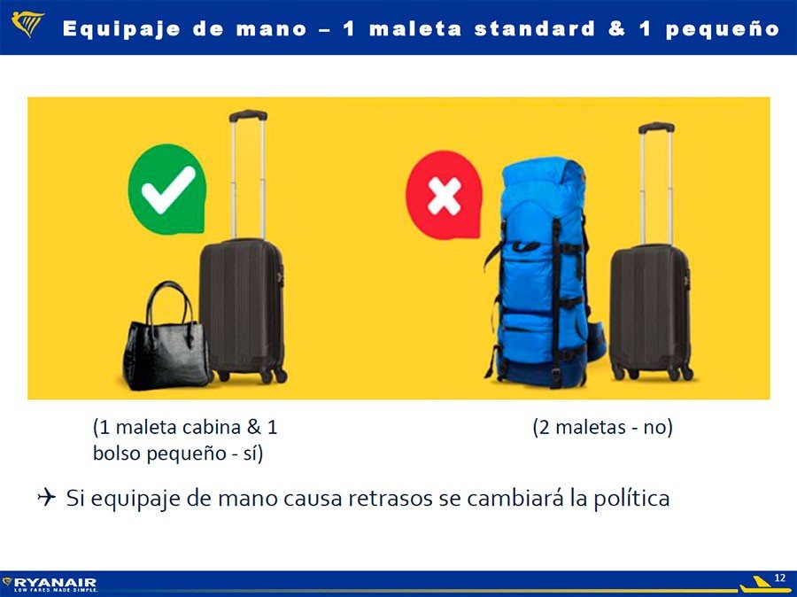 Ryanair advierte que podría cambiar su política de equipajes si pasajeros no cumplen