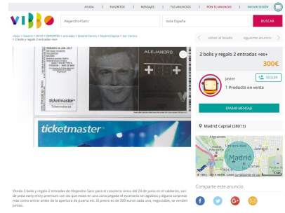 Pantallazo reventa entradas Vibbo