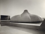 Frederick Kiesler and Armand Bartos, The Shrine of the Book, external view looking at basalt wall and dome, Jerusalem 1965