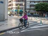 Tramo de carril-bici en el centro de València Tramo de carril-bici en el centro de València