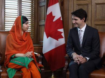 Malala Yousafzai y Justin Trudeau