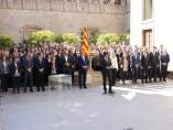 En la imagen los miembros del Govern en el acto solemne en el Palau de la Generalitat. En la imagen los miembros del Govern en el acto solemne en el Palau de la Generalitat.