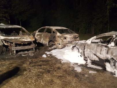 Estado de los VTC tras el incendio.