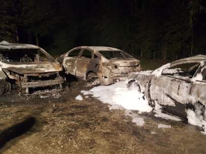 Estado de los VTC tras el incendio.