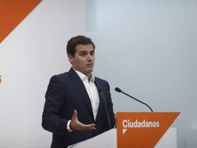 El presidente de Ciudadanos, Albert Rivera, en rueda de prensa