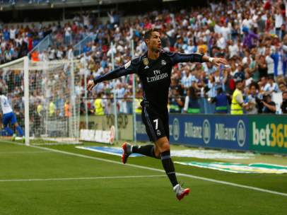 Cristiano celebra el 0-1 ante el Málaga