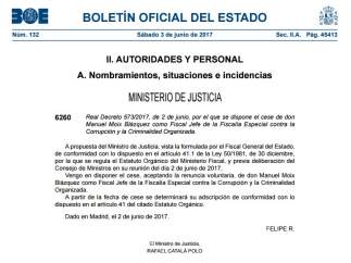 Cese de Manuel Moix en el BOE