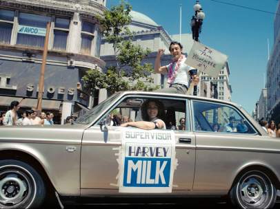 Harvey Milk durante su campaña
