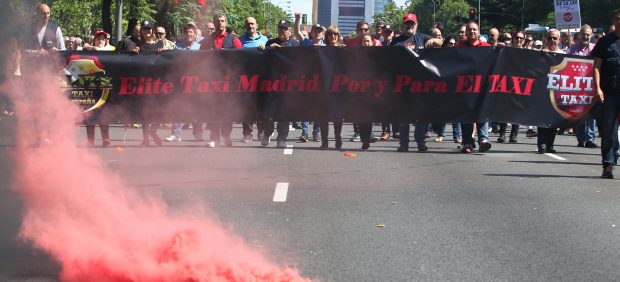 Taxistas en huelga en Madrid