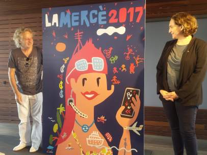 Cartel de la Mercè de 2017 con J.Collboni, J. Mariscal y Ada Colau