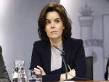 Soraya Sáenz de Santamaría en la rueda de prensa tras el Consejo de Ministros