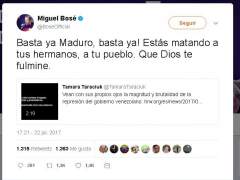 Miguel Bosé, a Maduro: "Que Dios te fulmine"