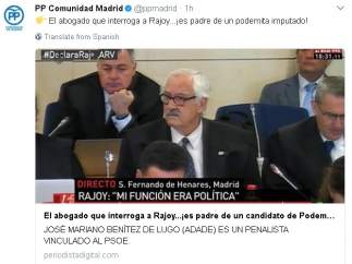 Tuit del PP de Madrid