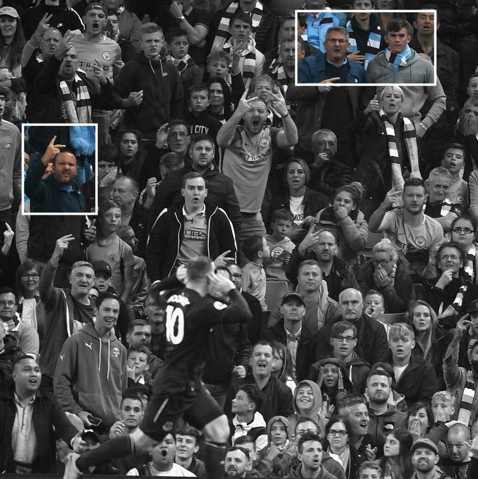 Wayne Rooney en su gol de 2017 ante los mismos aficionados del Manchester City de 2013