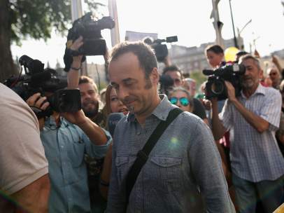 Francesco Arcuri, ex de Juana Rivas, en una de sus comparecencias en el juzgado
