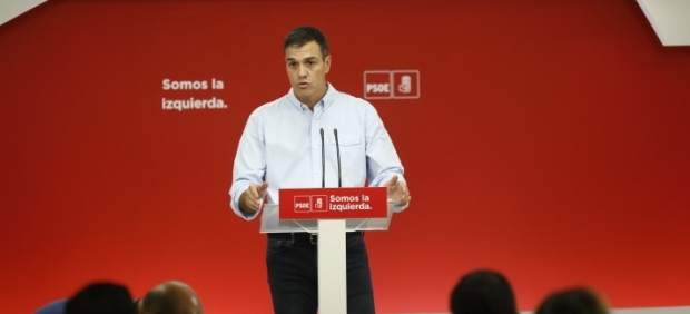 El secretario general del PSOE, Pedro Sánchez, en Ferraz.