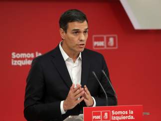El secretario general del PSOE, Pedro Sánchez, en Ferraz.