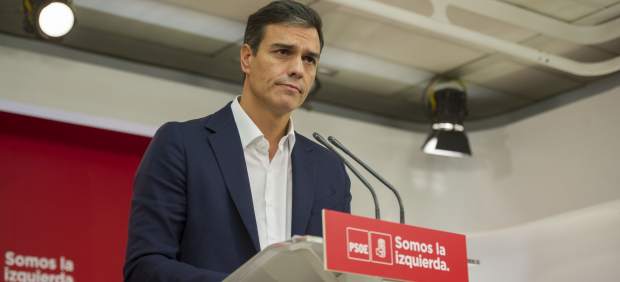 El secretario general del PSOE, Pedro Sánchez, en Ferraz.