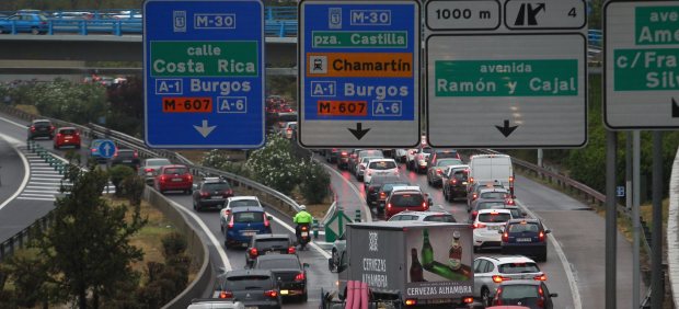 Retención el la M-30 por la lluvia