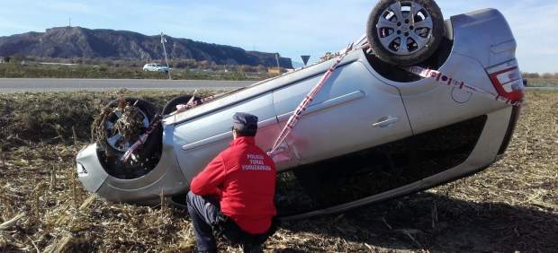 Imagen del accidente en Caparroso.