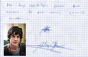 Un autógrafo de Alejo Sauras