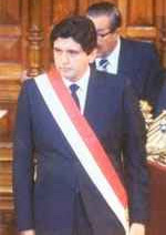 Alan García en su toma de poder en 1985.