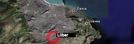 Localizador del incendio en Lliber (Alicante). Google Earth Localizador del incendio en Lliber (Alicante). Google Earth