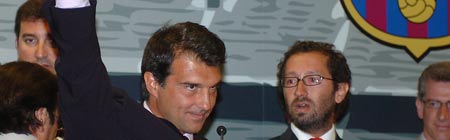 Laporta en su toma de posesión Laporta en su toma de posesión